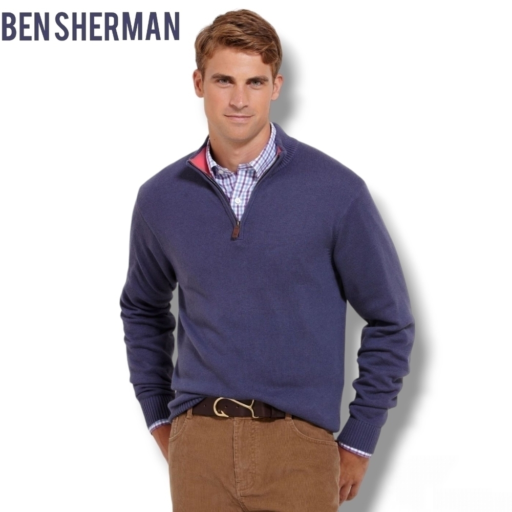 Y2K Wool Quarter Zip Pullover Sweater in Blue